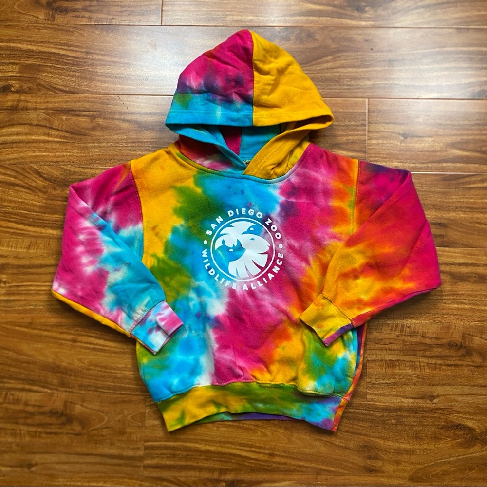 MV Sport Kids Multicolor Tie Dye San Diego Zoo Hoodie Sweatshirt Size Medium